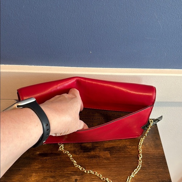 New with tags - Lauren Ralph Lauren red clutch purse handbag - Picture 7 of 12